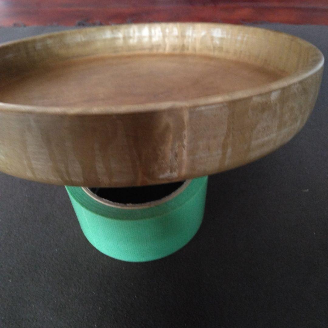 丸盆　くり抜き木工品　無垢材