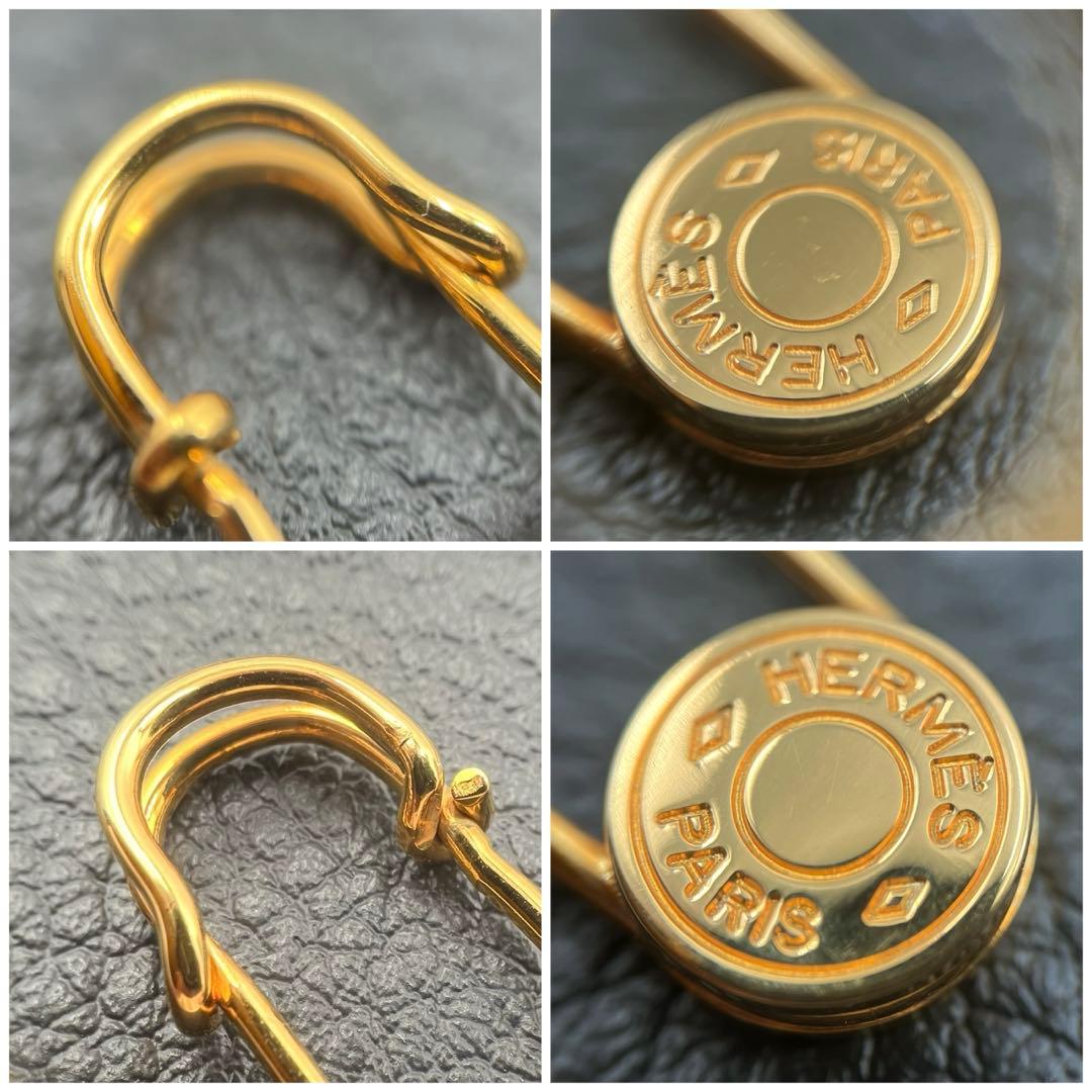 箱付 HERMES エルメス セリエ 安全ピン ピンブローチ ゴールド