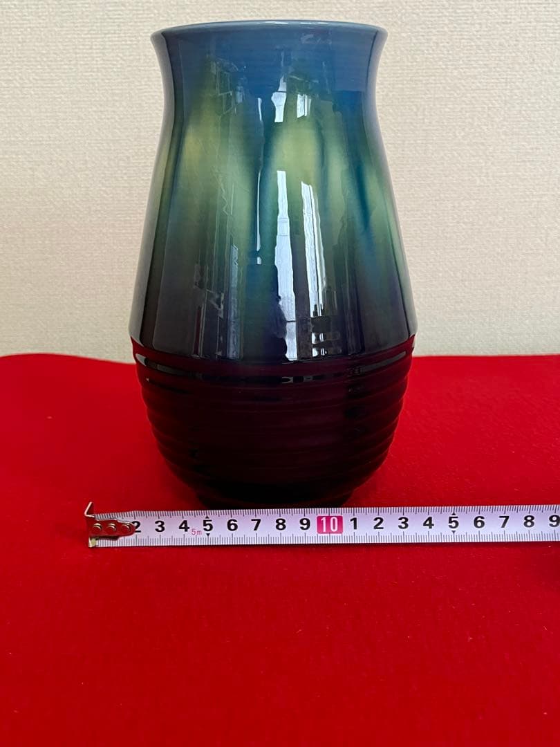 【特価】 柳雨軒 三代 人間国宝 徳田八十吉（正彦銘）碧明釉 花瓶 T241