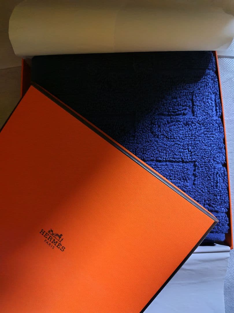 エルメス　タオル　ブルー
