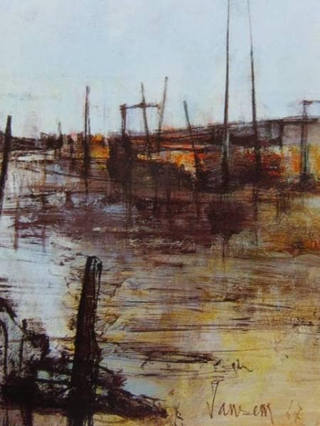 ジャンセン 　「ベニスのはしけ」、繊細、可憐、希少画集画、 新品額装付