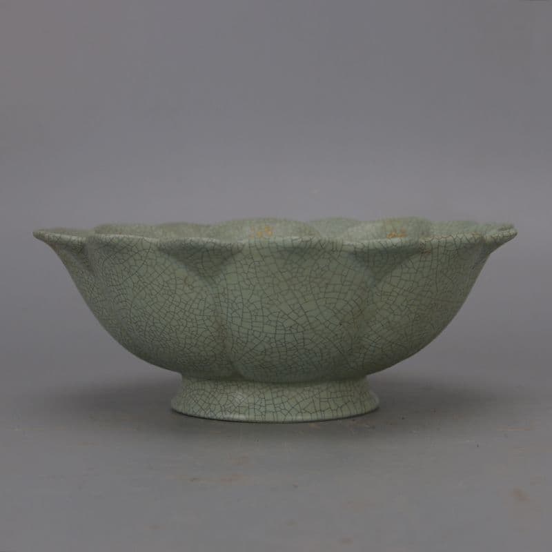 宋汝窯青釉奉華款徽宗御題蓮華碗 景徳鎮 陶磁器 装飾品 現代工芸品 美術品 置物