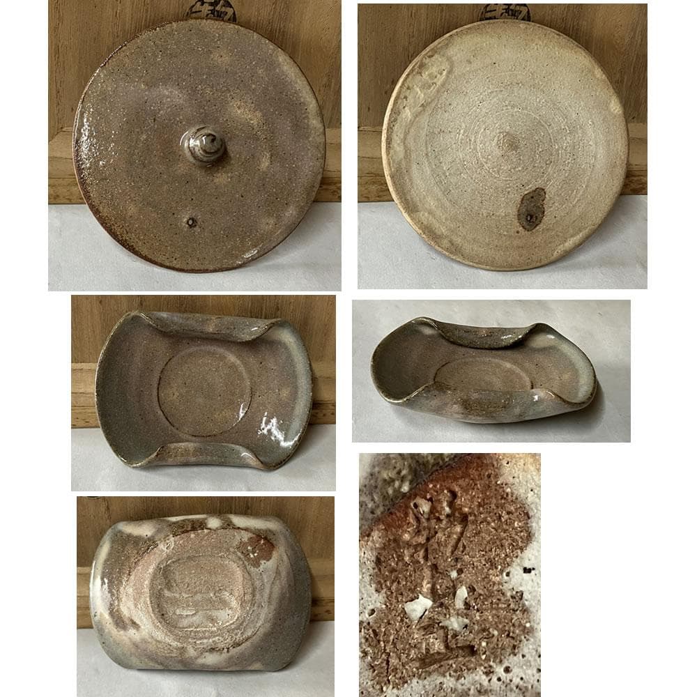 F1369 十四代 坂倉新兵衛 萩焼 煎茶器 セット 共箱 宝瓶 煎茶碗 茶道具