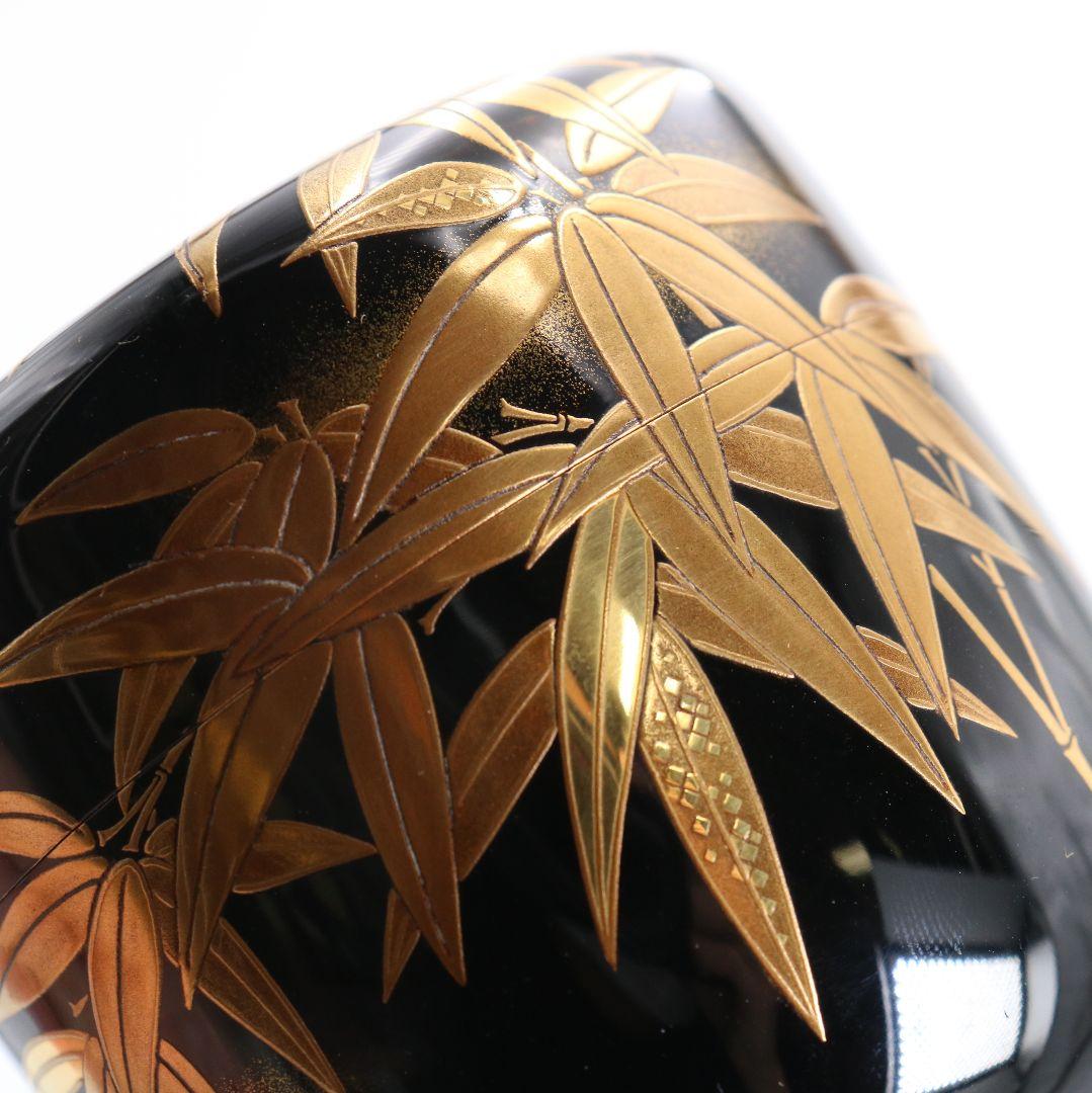 下出光斎作 呉竹蒔絵 大棗 金蒔絵 内金梨子地 茶道具 共箱共布　SN949