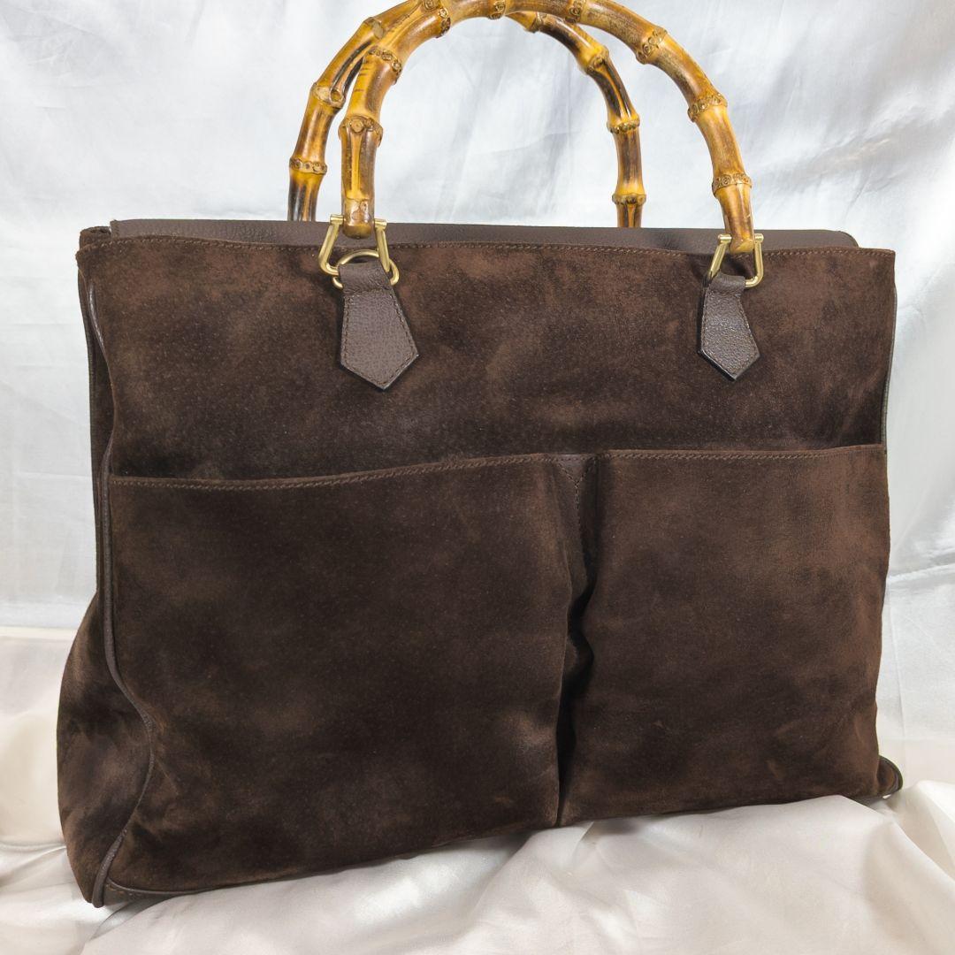 GUCCI グッチ バンブー 2way ハンドバッグ スエード こげ茶 オールド