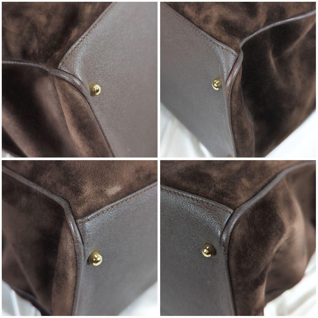 GUCCI グッチ バンブー 2way ハンドバッグ スエード こげ茶 オールド