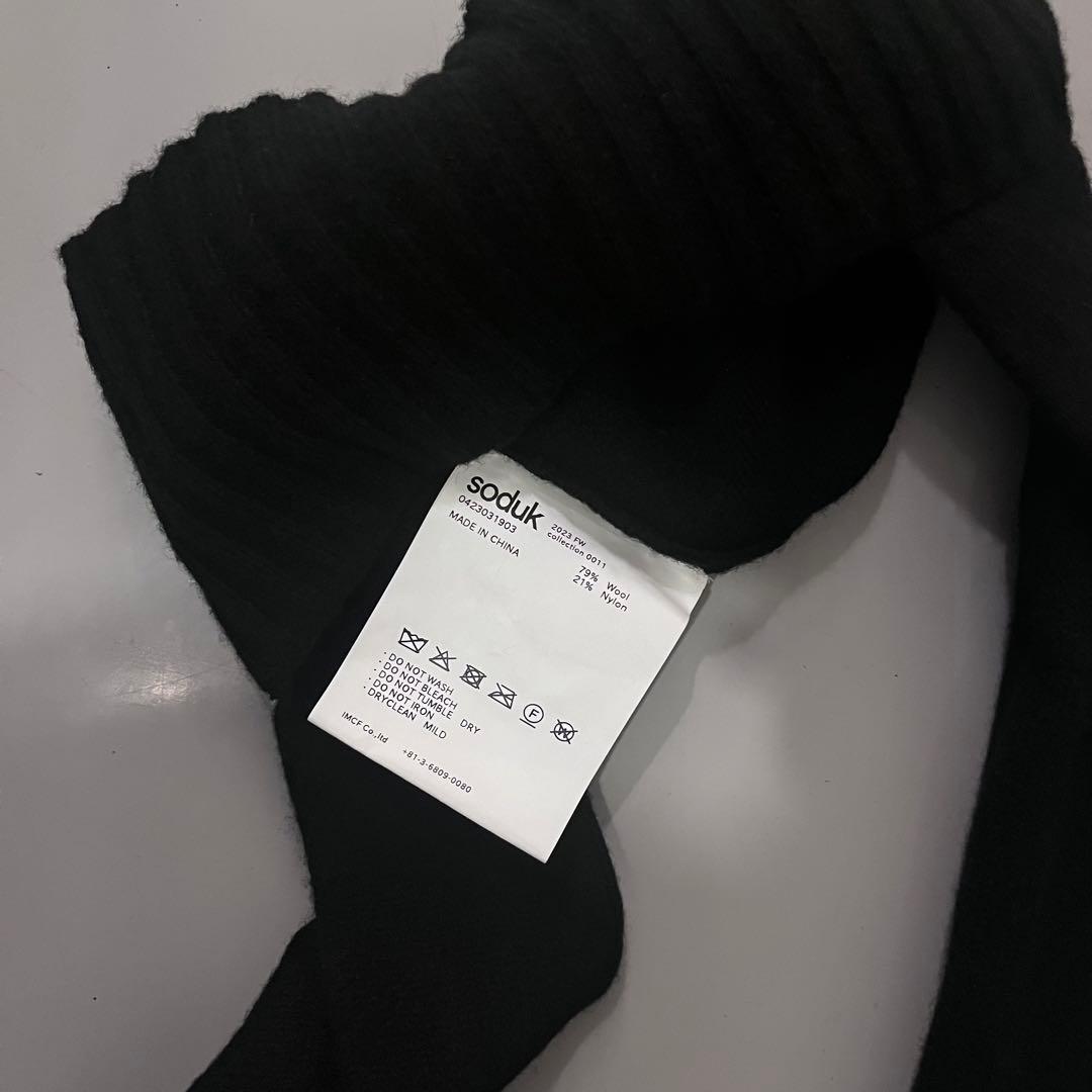 【soduk 】flat knit cap black 猫耳ビーニー