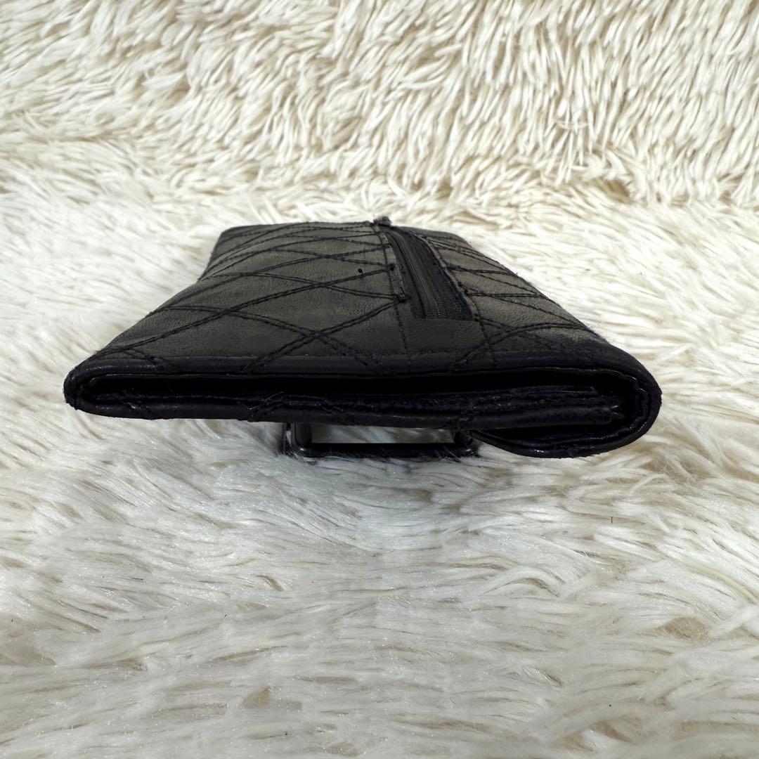 シャネル CHANEL ピコローレ 二つ折り長財布 キルティング 黒 レザー