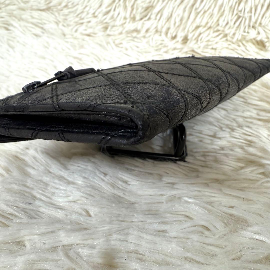 シャネル CHANEL ピコローレ 二つ折り長財布 キルティング 黒 レザー