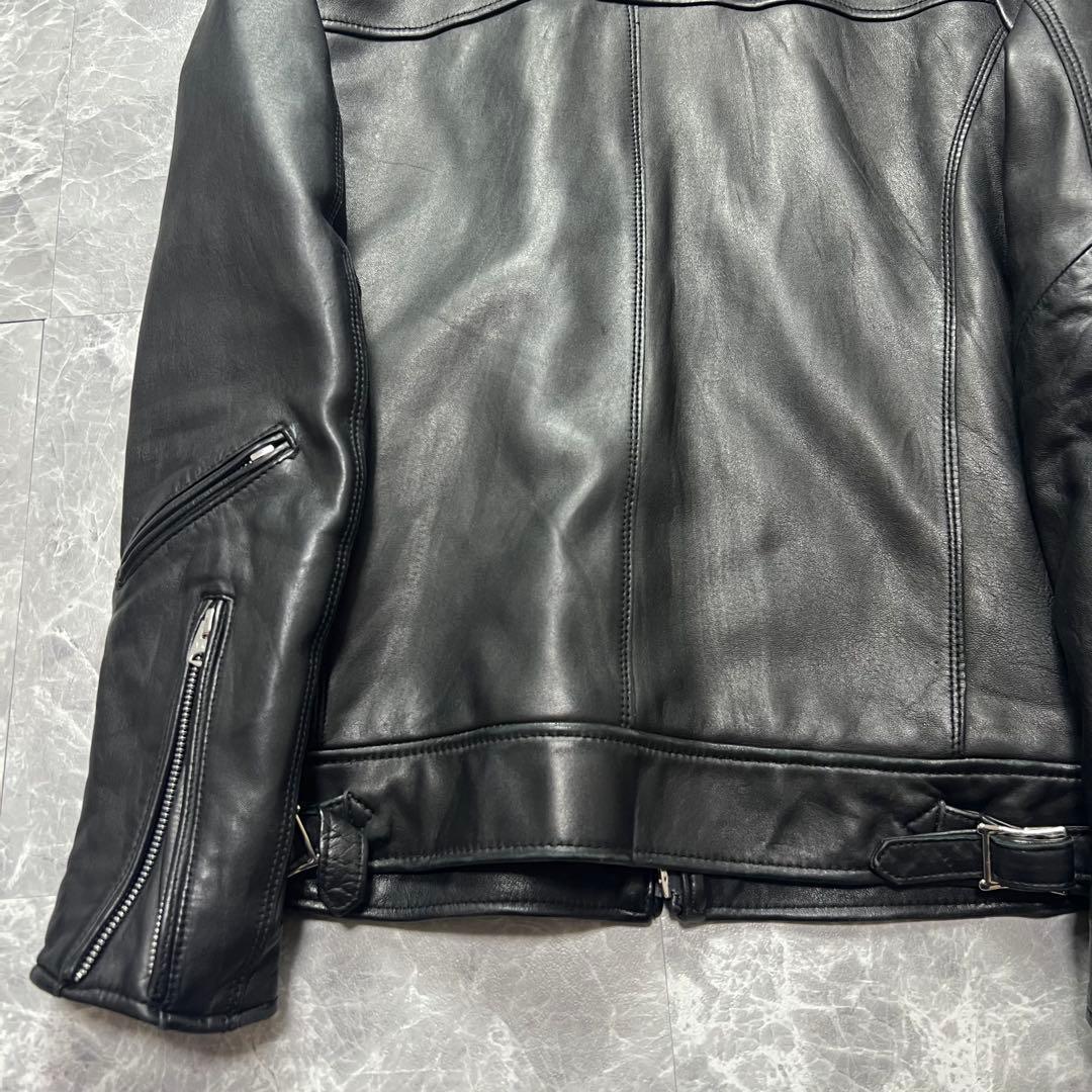 極美品　ナノユニバース　シングルライダース　ジャケット　ラムレザー　キルティング