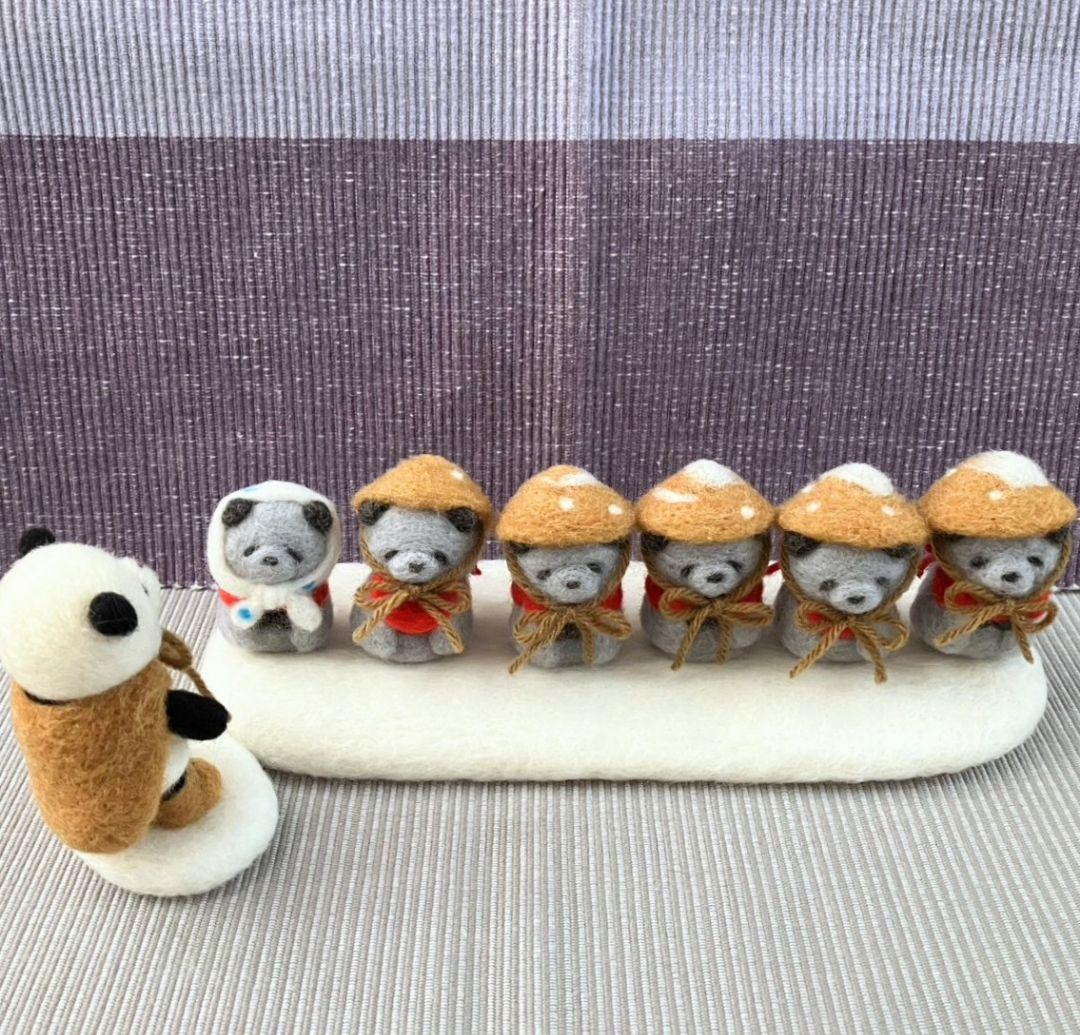 みみ  羊毛フェルト 作品 パンダと笠地蔵 | ゆず湯でまったり三兄弟