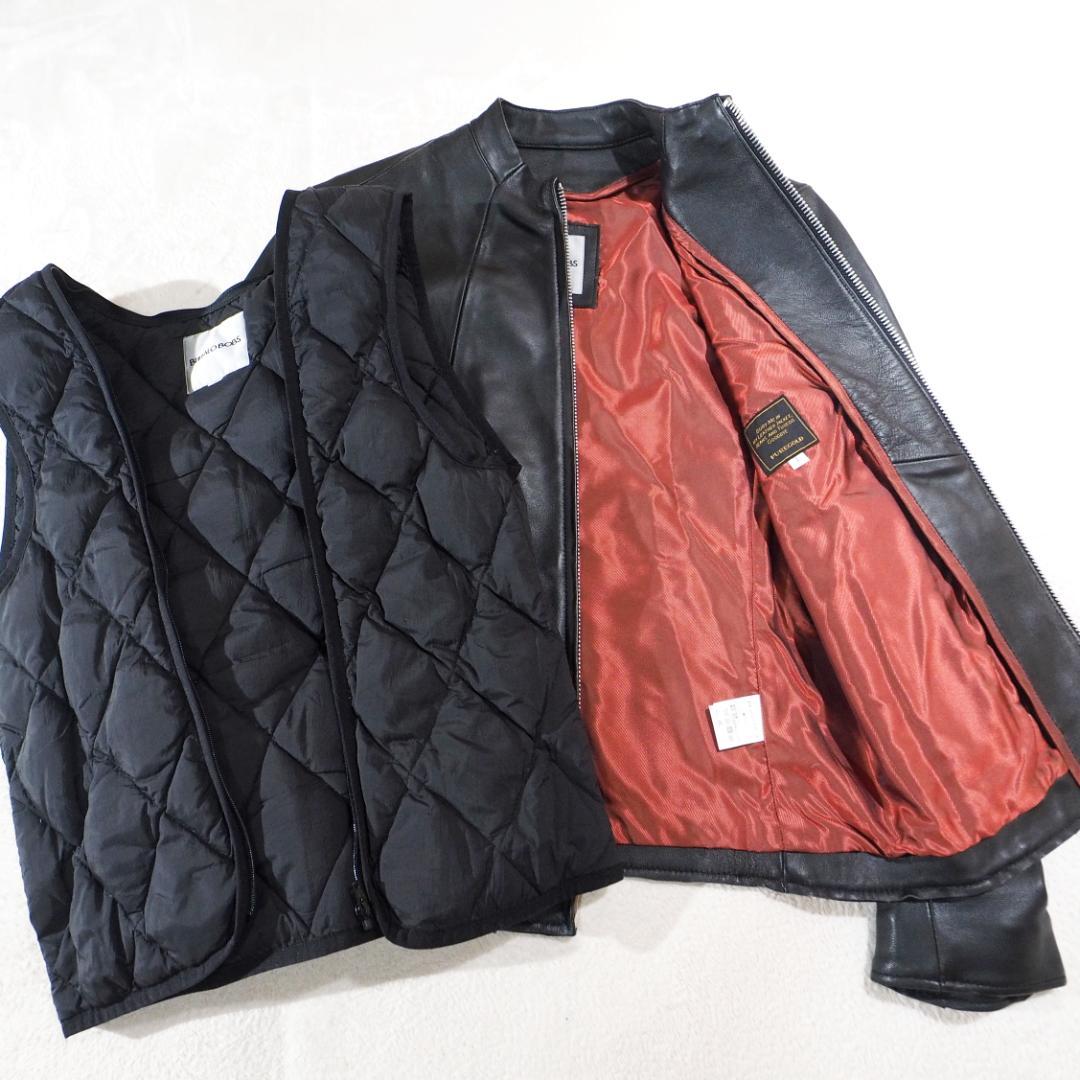 近年モデル バッファローボブズ ラムレザー ライダースジャケット ダウンライナー