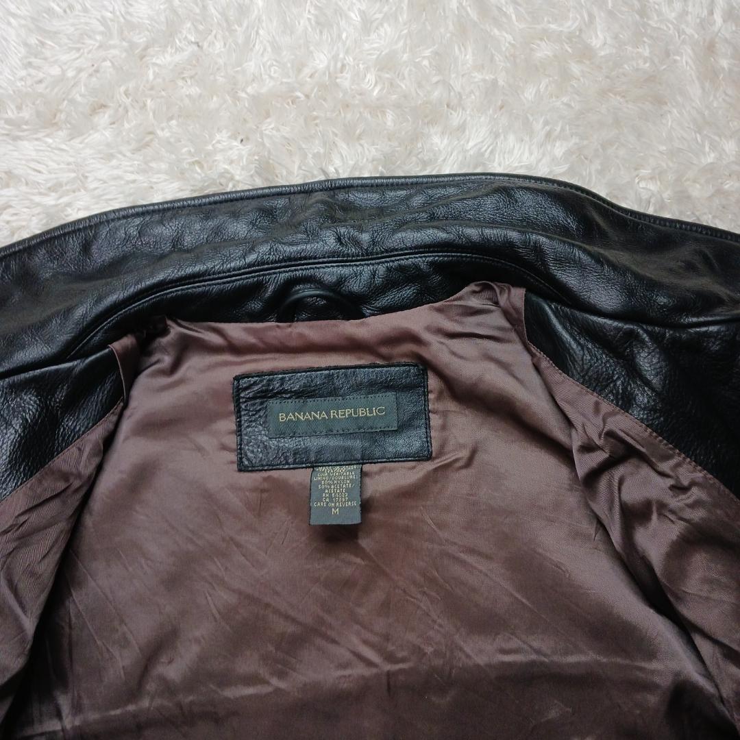 90s オールド バナナリパブリック M 肉厚 本革 シングル ダブルジップ