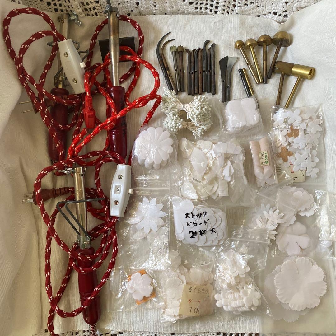 深雪アートフラワー　コテ3本　コテ先 21本　布花弁　ペップ　コテ枕