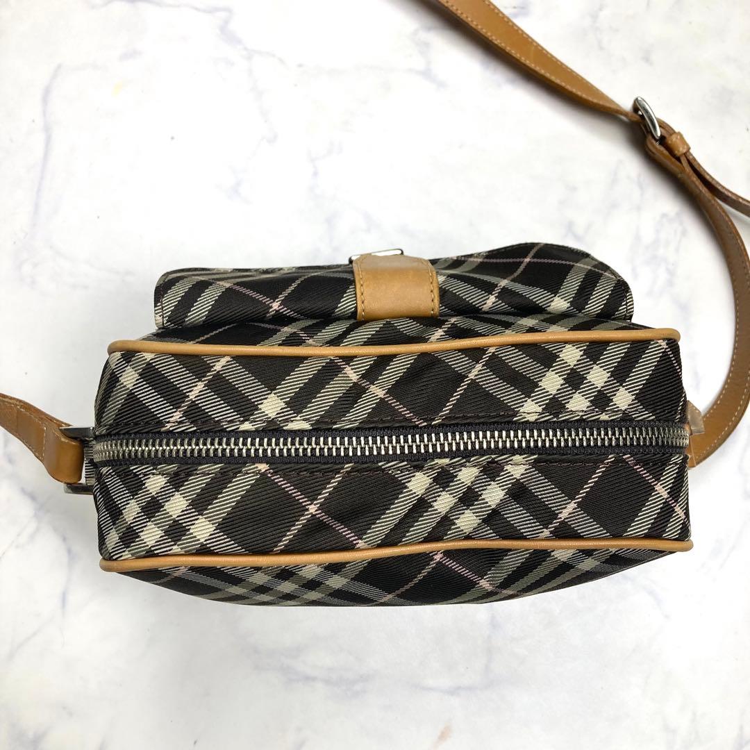 バーバリーブルーレーベル　ショルダーバッグ チェック　キャンバス　レザー