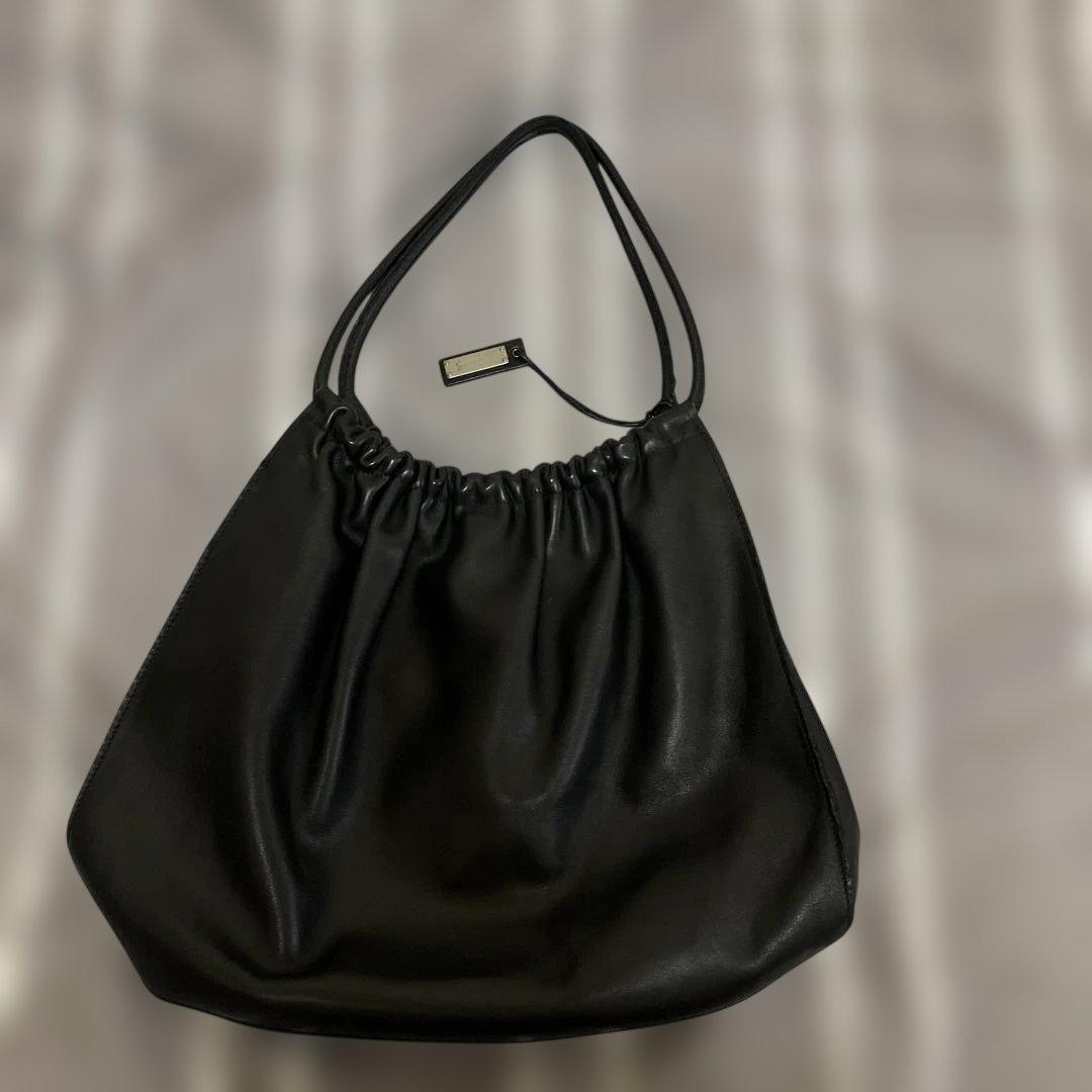 GUCCIブラックショルダーバッグ ギャザー入り