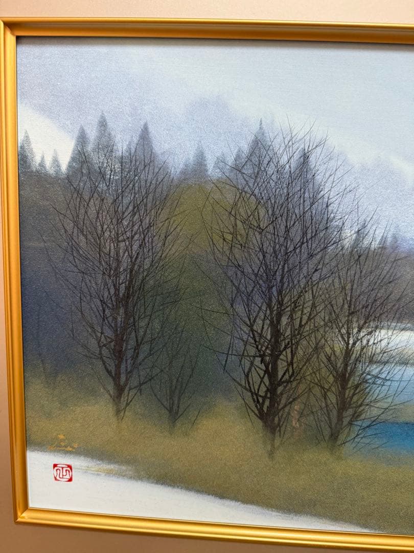 河本正　【早春】　日本画　送料込み1209