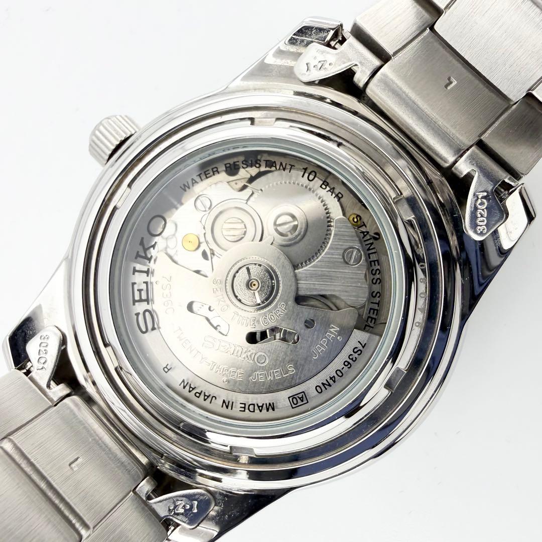 美品 セイコー5 スポーツ 7S36-04N0 ブラック メンズ 自動巻き腕時計