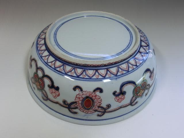 大鉢■伊万里 赤絵 花唐草窓絵鯉紋 魚紋 花唐草平鉢 時代物 骨董品 江戸後期■