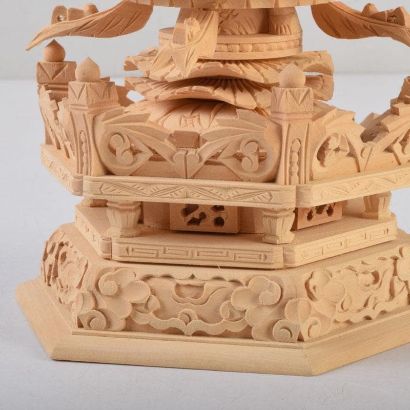 仏教美術　柘植彫刻　西立弥陀像　仏像　華鬘台　C　8784