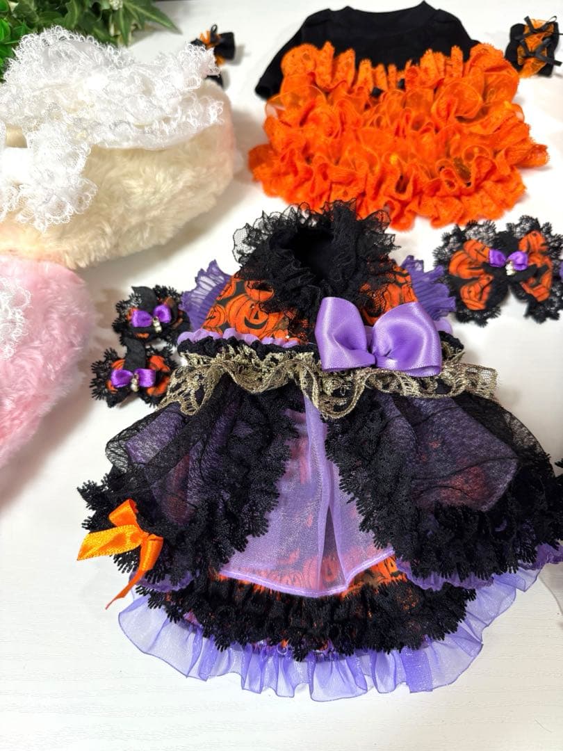 犬服ハンドメイド♡ミィモ♡ハロウィンワンピ♡ラグラン袖ハイネックワンピース