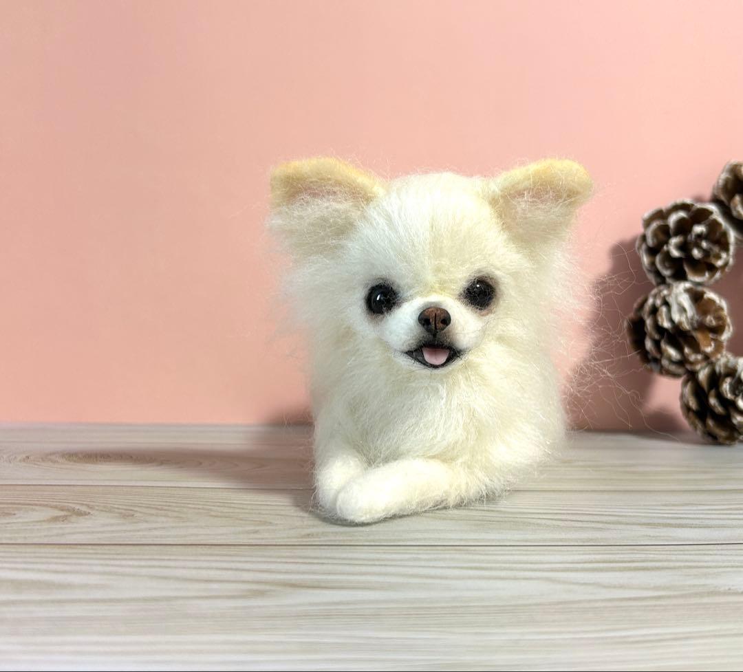 羊毛フェルト　にこにこチワワちゃん　ロングコートチワワ　no.20