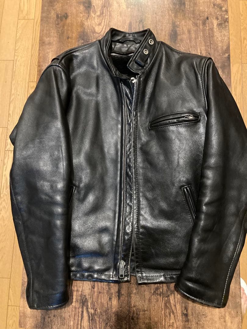 Schott 黒 レザー シングルライダース 36