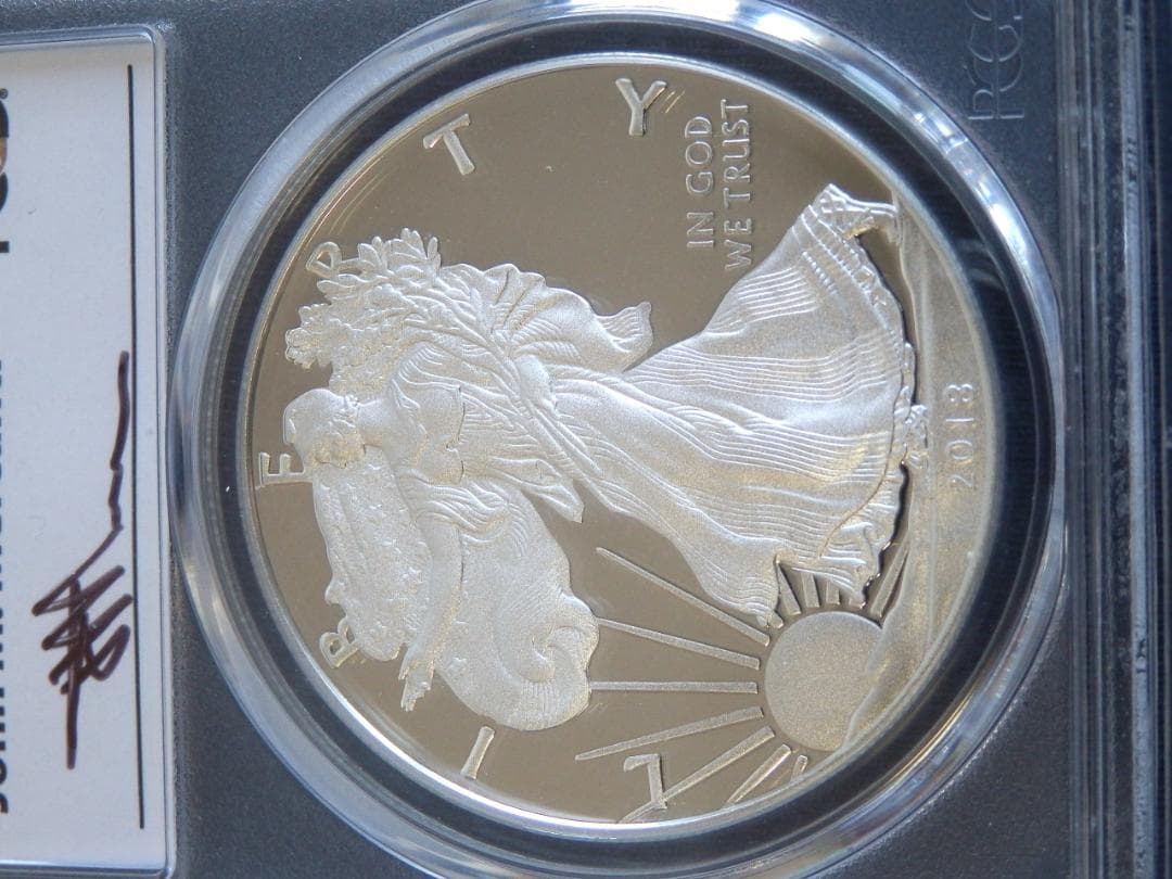 値下げ】米国2018年イーグル銀貨　ジョン・マーカンティサイン PR70DCAM