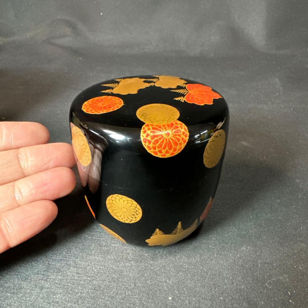 E982 送料無料　金彩蒔絵　棗　在銘　茶道具　茶室　茶道　共箱