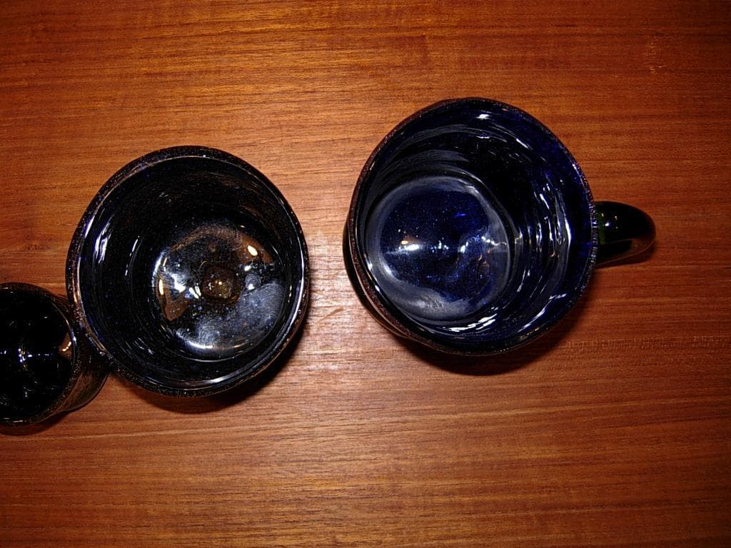 現代の名工 稲嶺 盛吉 紅珊瑚 酒器 4点 琉球 泡 ガラス 宙吹ガラス工房 虹