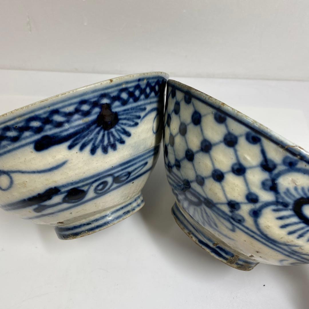 中国清朝時代　青花鉢4客　口径約17㎝東Y7-0403⑥タエチ