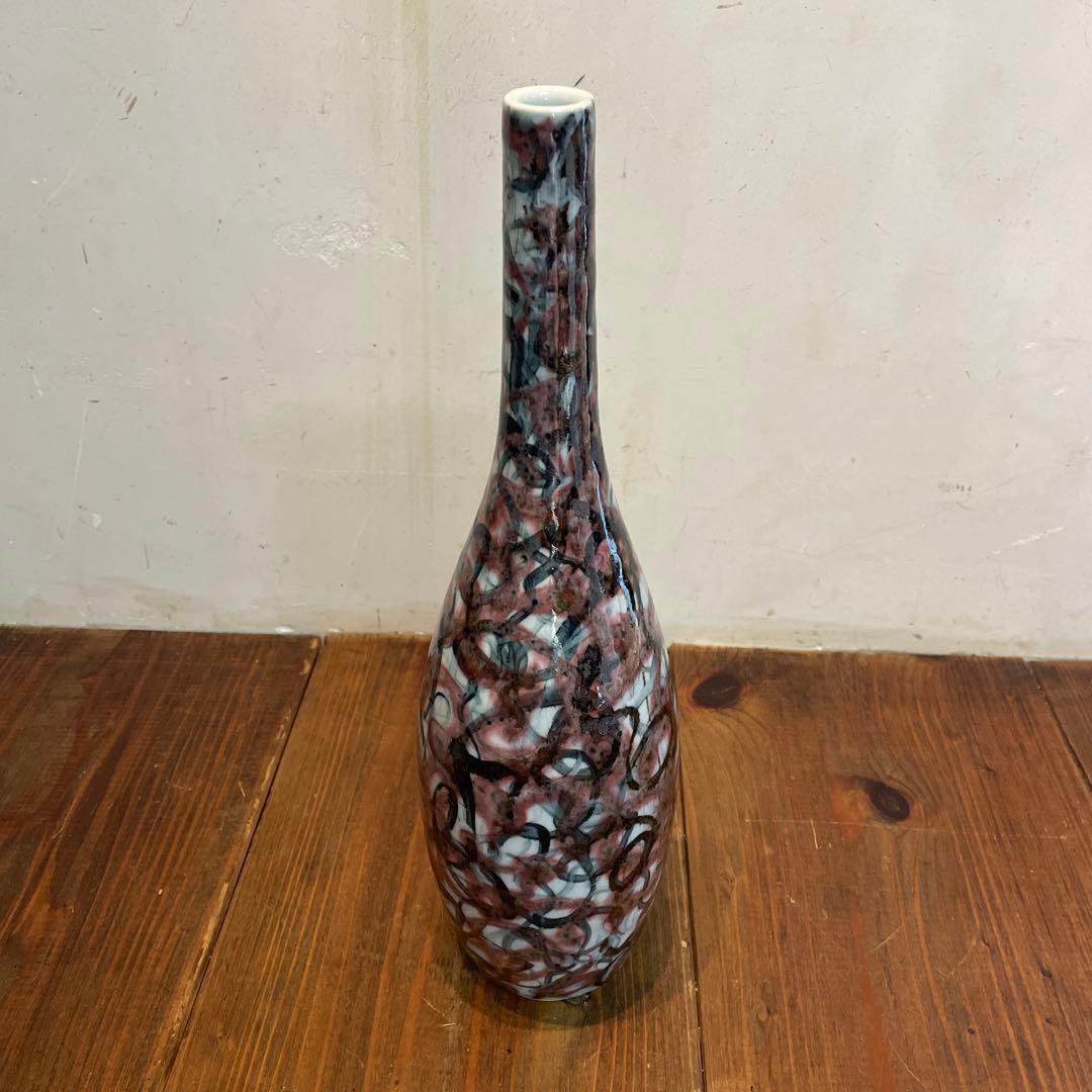 美品　日本の名窯　日展陶芸作家　花瓶　均窯　中島均作　辰砂釉　陶器　花器　花入
