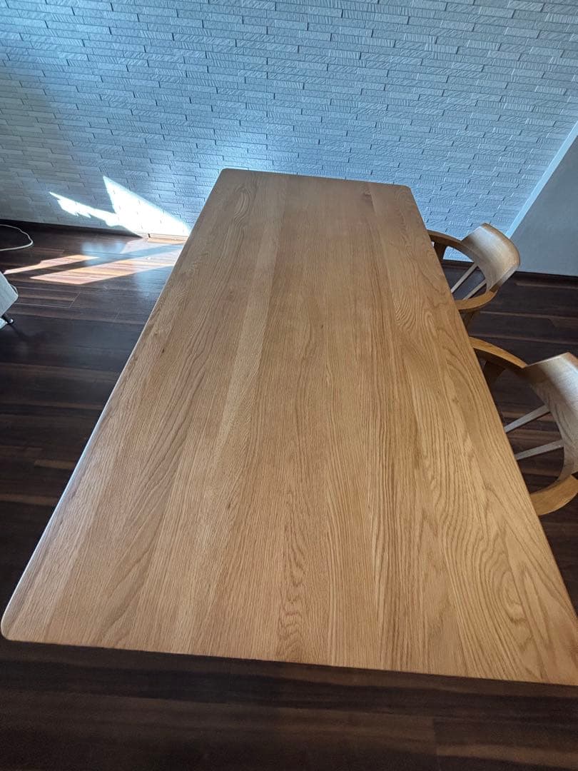 ダイニングテーブル　天然木製　２脚　オーク