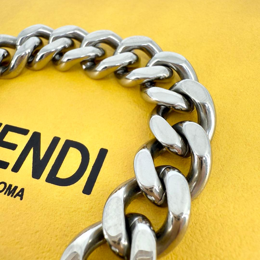 美品 FENDI FF ロゴ ブレスレット 喜平 シルバー ゴールド Sサイズ