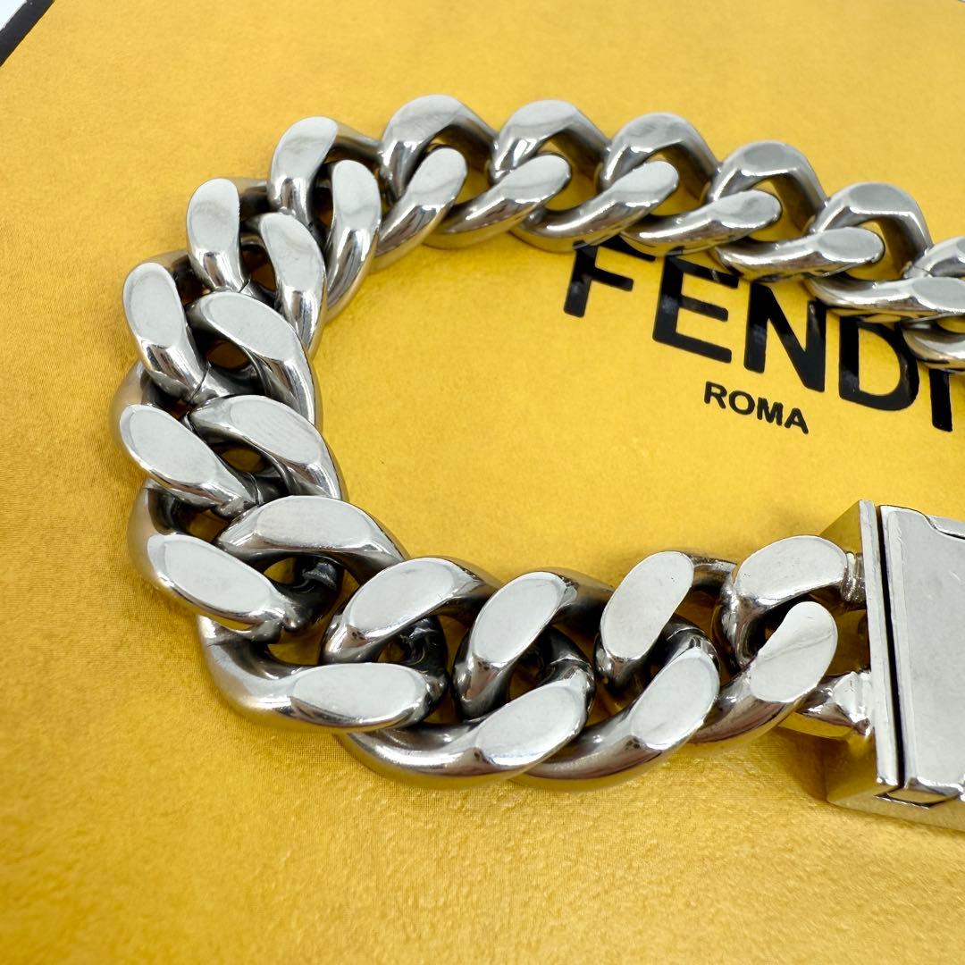 美品 FENDI FF ロゴ ブレスレット 喜平 シルバー ゴールド Sサイズ