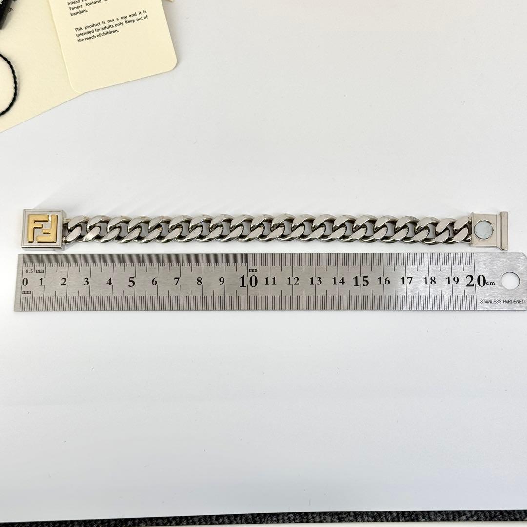 美品 FENDI FF ロゴ ブレスレット 喜平 シルバー ゴールド Sサイズ