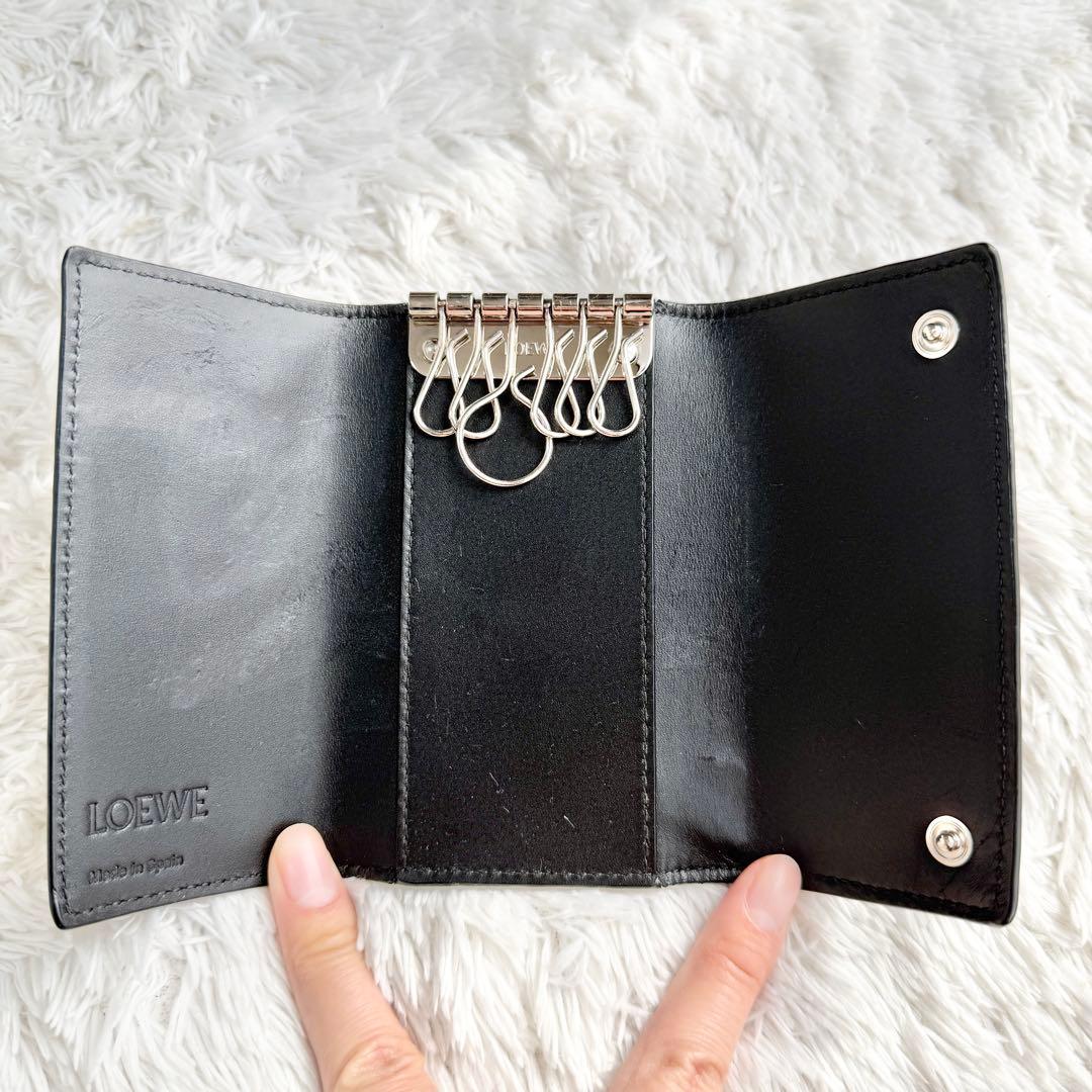 【極美品】ロエベ メンズ キーケース ソフトグレインカーフ ６連 アナグラム