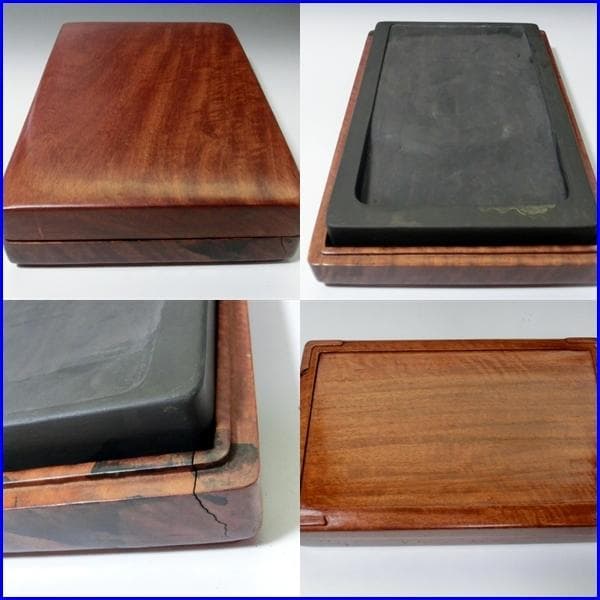 硯■大きい硯石 長方形 唐木箱入 大振り 2.8㎏ 書道道具 古民具 古道具■