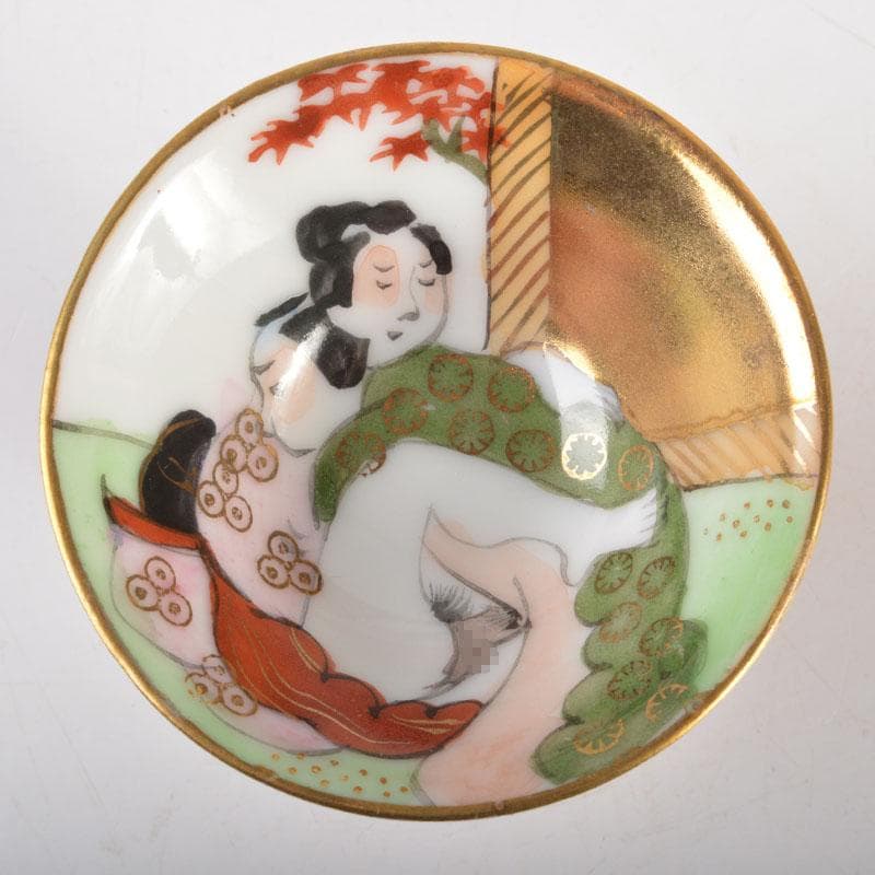 九谷焼　浮世絵　艶絵　春画盃　3点まとめて　C　6712