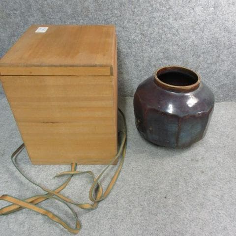 李朝 面取り 花瓶 [B24051] 箱入り 花器 花生け なまこ 古玩 古美術