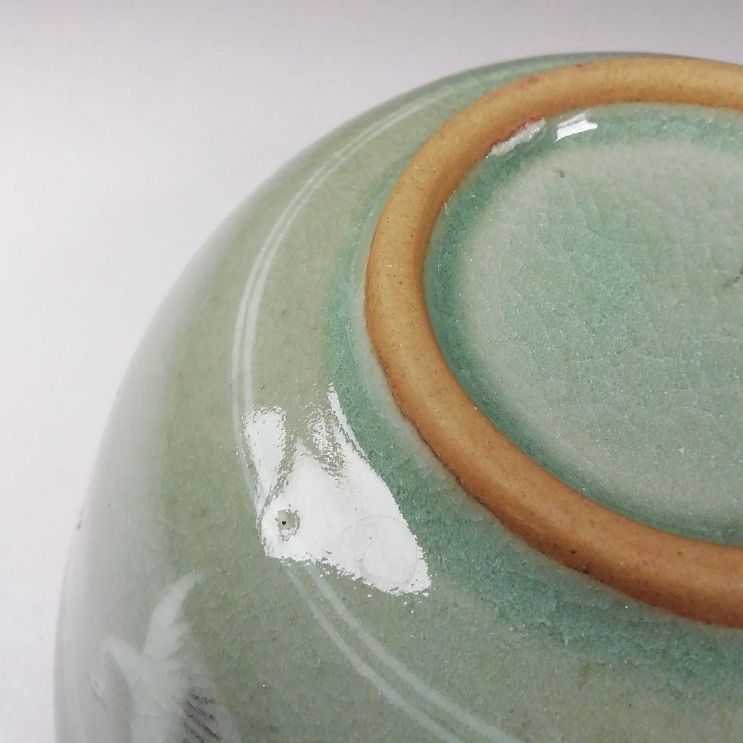 Ｔ１４０　茶碗　『高麗青磁』『石峰　趙懋鎬作』　共箱　抹茶碗　茶道具