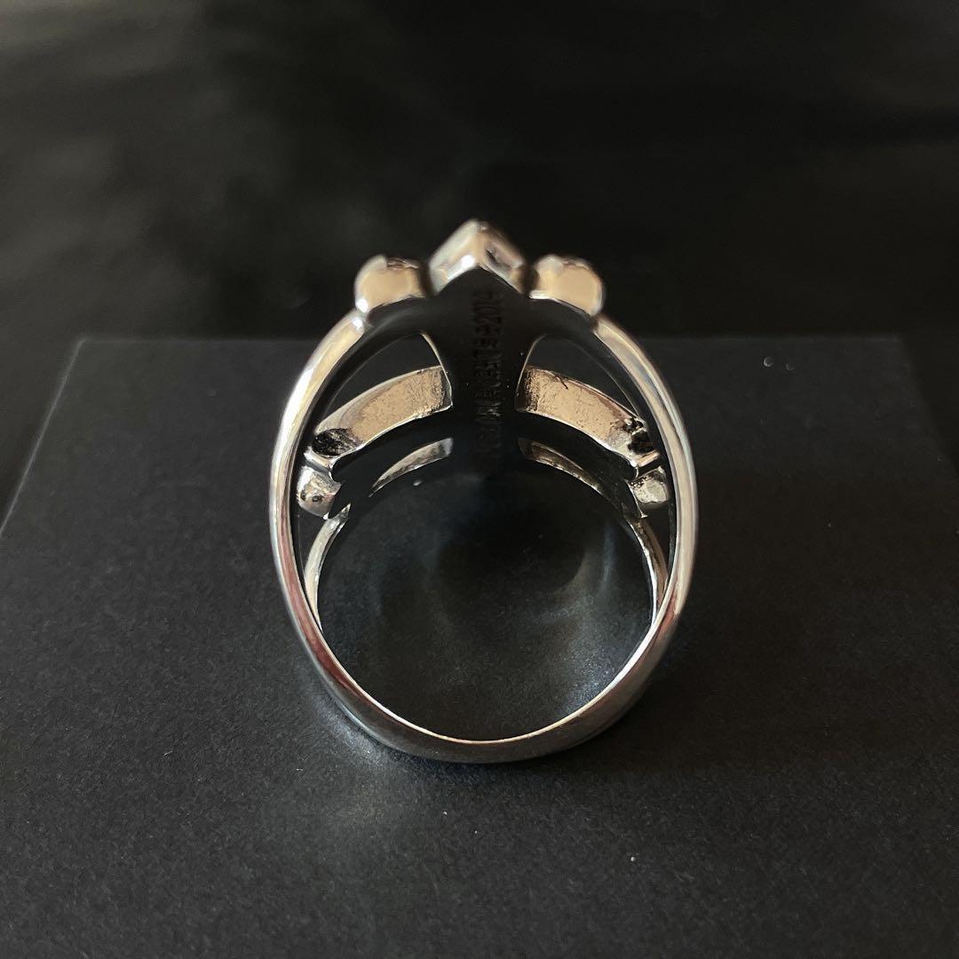 ノーブランド　クロス　インフィニティ　ストーン　指輪　silver９２５　１９号