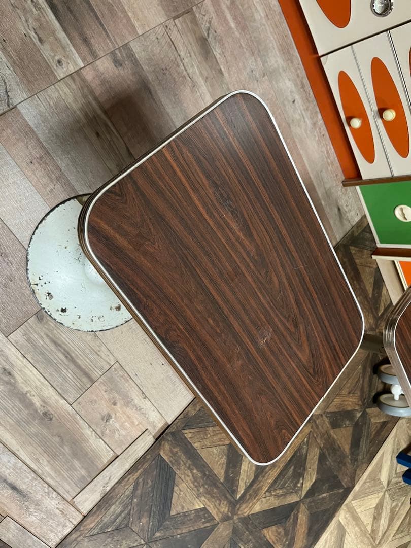 サイドテーブル セット インテリア 昭和レトロ 当時物 アンティーク 鉄脚