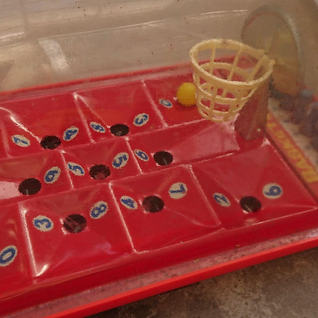 昭和40年代物 ブリキ部分あり卓上バスケットボールゲーム 赤