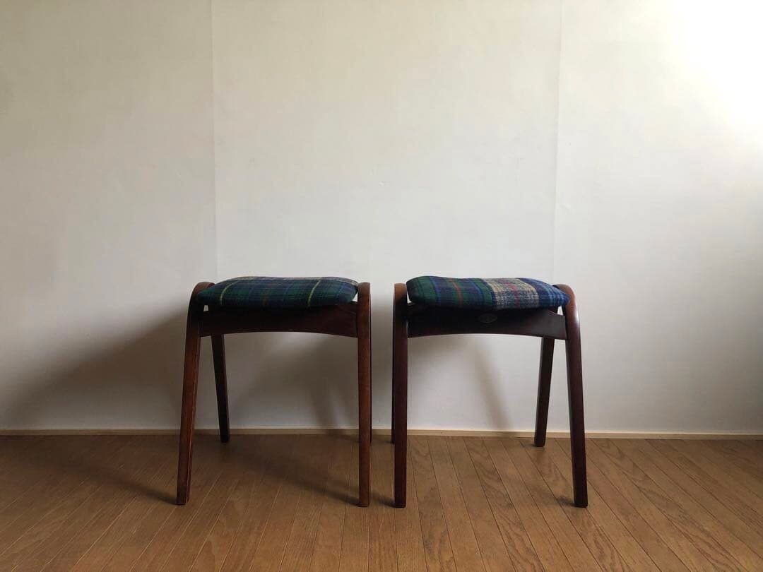 秋田木工 曲木 剣持スツール 2脚セット ヴィンテージ家具 古代色 レトロ 民藝