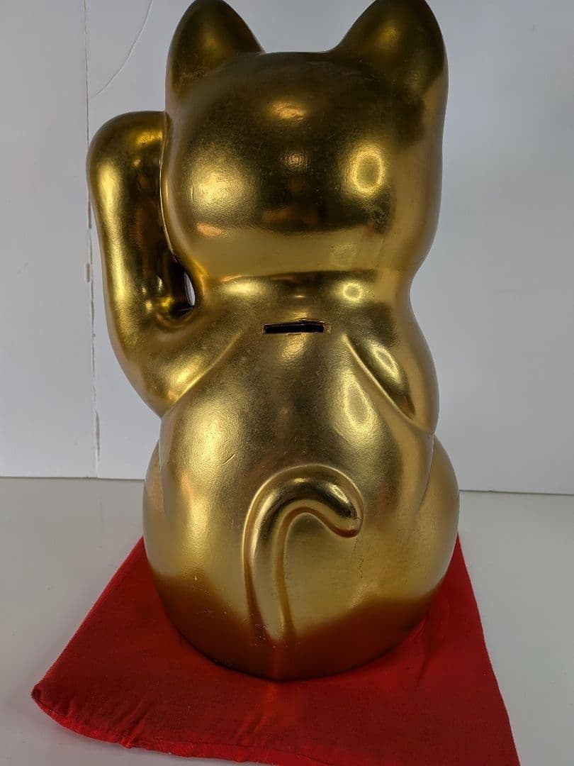【 当時物 】招き猫／大入／福／金運上昇 ／縁起物／ゴールド／38cm特大
