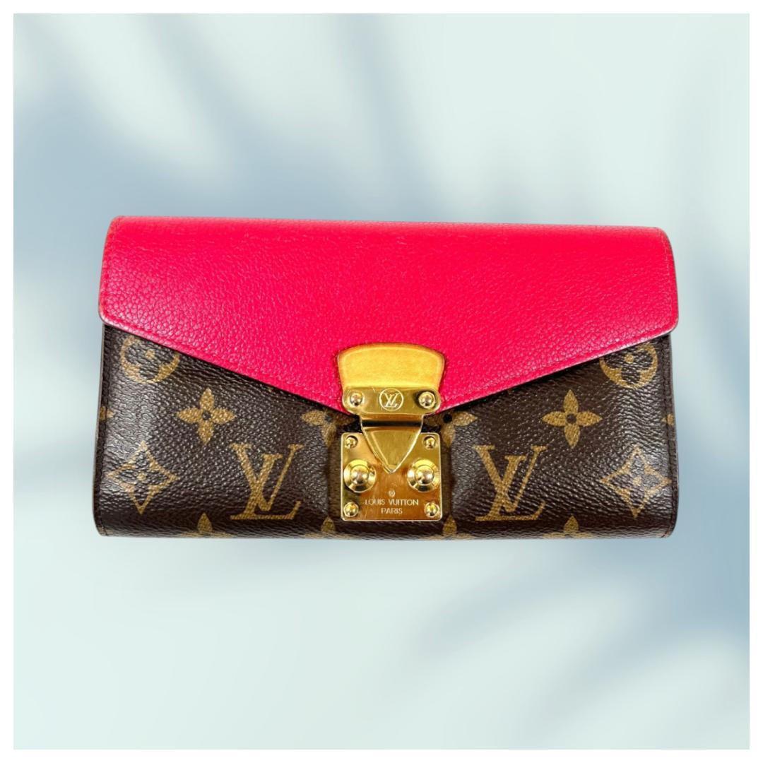 ルイヴィトンLOUIS VUITTON ポルトフォイユ・パラス ブラウン レッド