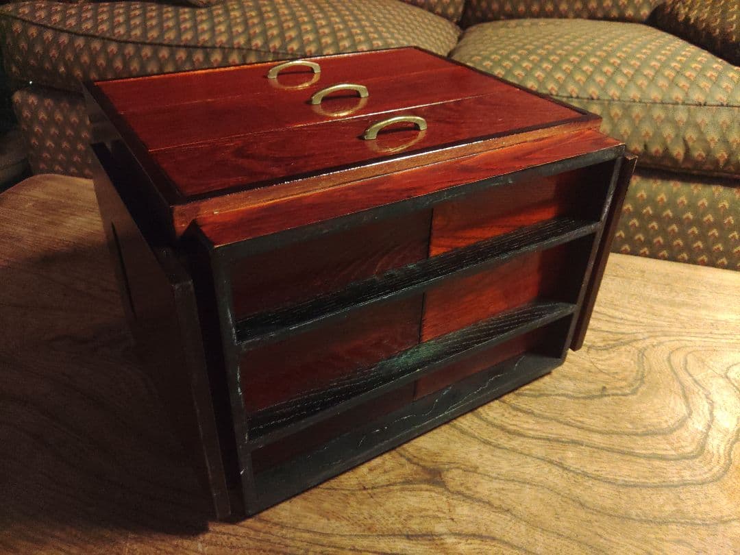 未使用　チェスト　シェルフ　本棚　小物入れ　収納　レトロ　アンティーク　漆　希少