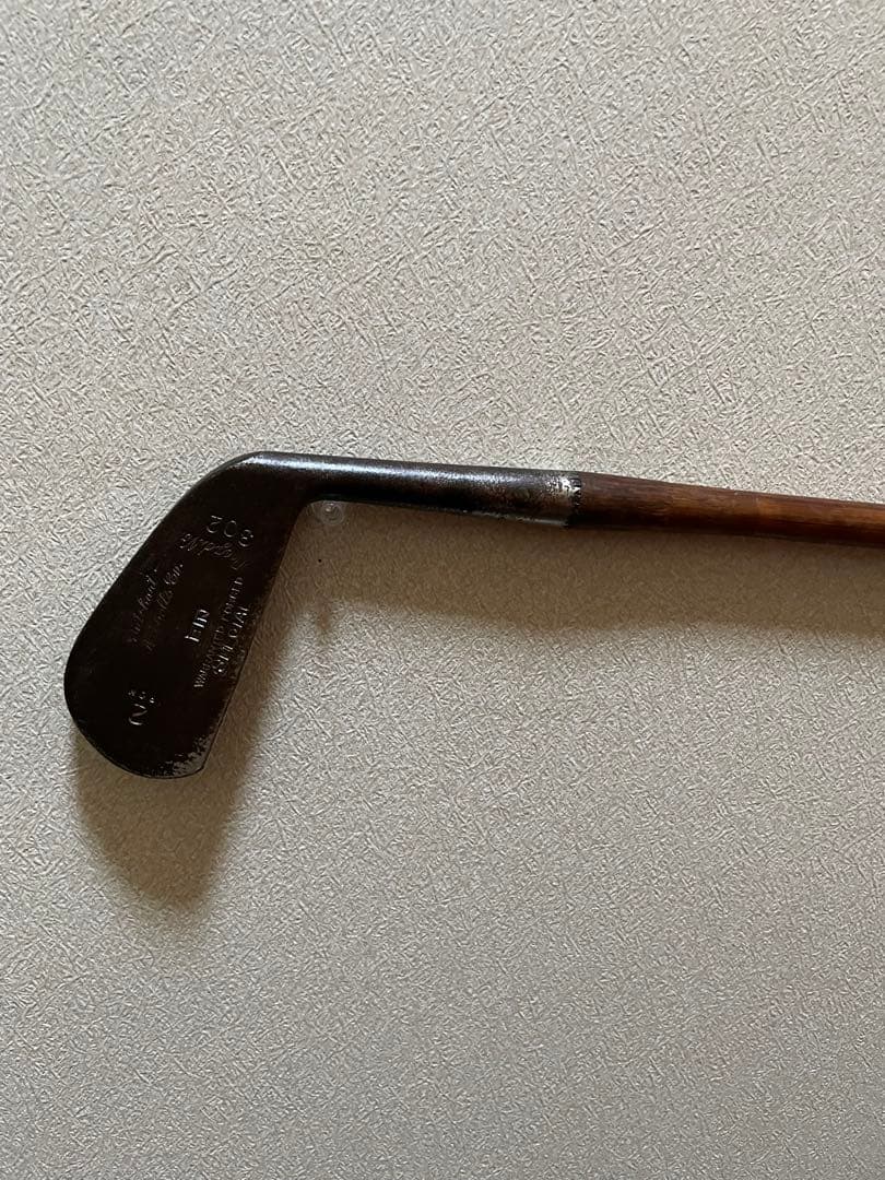 アンティーク　木製　ゴルフ　クラブ　ヒッコリー　アイアン　E　100年　アメリカ