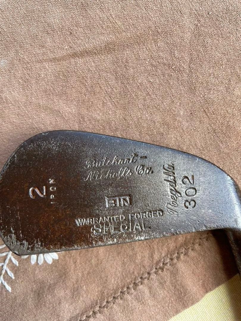 アンティーク　木製　ゴルフ　クラブ　ヒッコリー　アイアン　E　100年　アメリカ